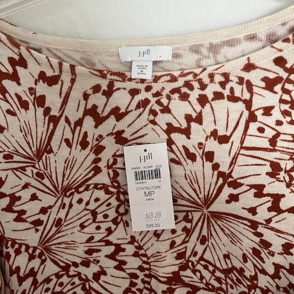 J Jill Butterfly Printed Boatneck Sweater, M Petite - Picture 5 of 8